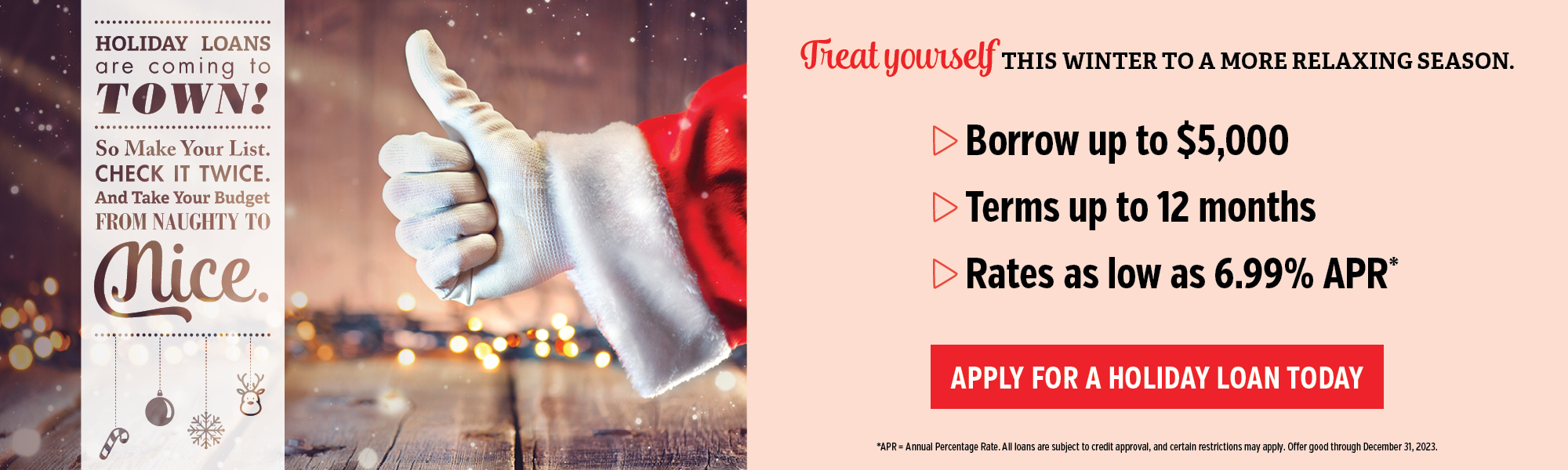 Holiday loan. borrow up to $5,000 for a low rate. Click to learn more.